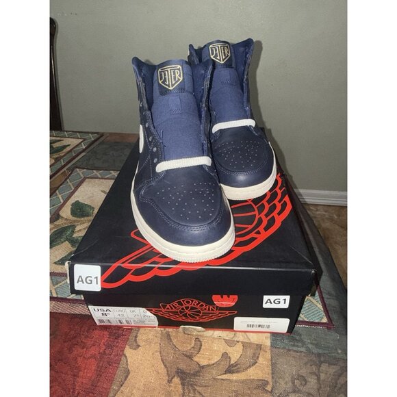 NIKE AIR JORDAN 1 RETRO HIGH JETER RE2PECT Navy Shoes 8.5 715854 402 Yankees - Picture 3 of 16